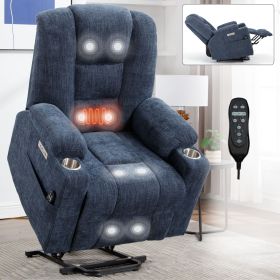 Large Power Lift Recliner Chair with Massage and Heat for Elderly, Overstuffed Wide Recliners