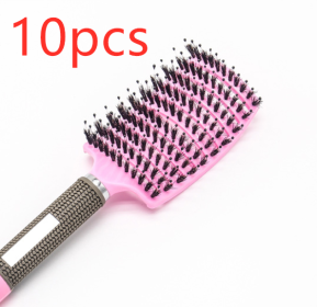 Hairbrush Anti Klit Brushy Haarborstel Women Detangler Hair Brush Bristle Nylon Scalp Massage  Teaser Hair Brush Comb (Option: Pink-Brush-10pcs)