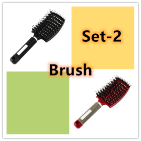 Hairbrush Anti Klit Brushy Haarborstel Women Detangler Hair Brush Bristle Nylon Scalp Massage  Teaser Hair Brush Comb (Option: Set 2-Brush-Set)