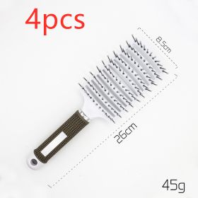 Hairbrush Anti Klit Brushy Haarborstel Women Detangler Hair Brush Bristle Nylon Scalp Massage  Teaser Hair Brush Comb (Option: White-No brush-4pcs)