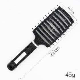 Hairbrush Anti Klit Brushy Haarborstel Women Detangler Hair Brush Bristle Nylon Scalp Massage  Teaser Hair Brush Comb (Option: Black-No brush-2pc)