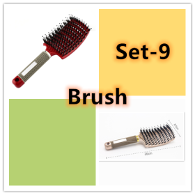 Hairbrush Anti Klit Brushy Haarborstel Women Detangler Hair Brush Bristle Nylon Scalp Massage  Teaser Hair Brush Comb (Option: Set 9-Brush-Set)