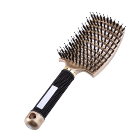 Hairbrush Anti Klit Brushy Haarborstel Women Detangler Hair Brush Bristle Nylon Scalp Massage  Teaser Hair Brush Comb (Option: Golden black-Brush-2pc)